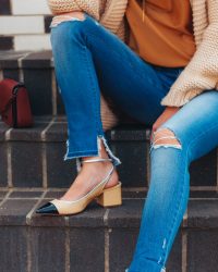 Easy Elegance – satin top and chunky knit