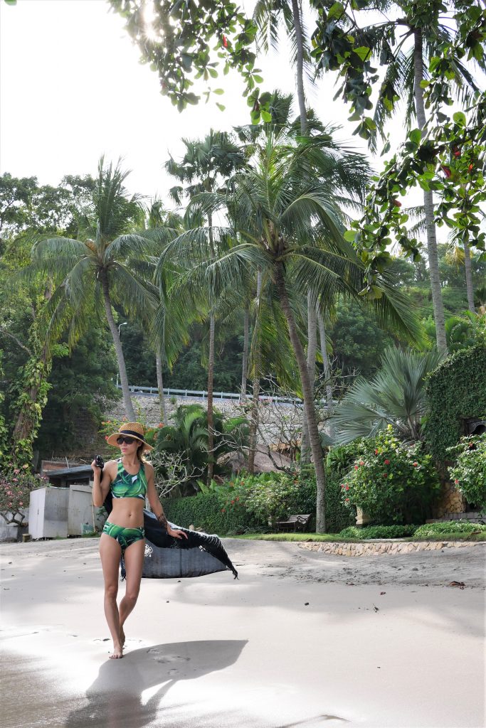 shein bikini palm leaf print